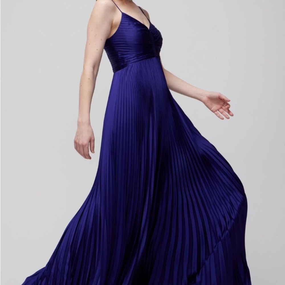 White House Black Market Satin Pleated Maxi Dress